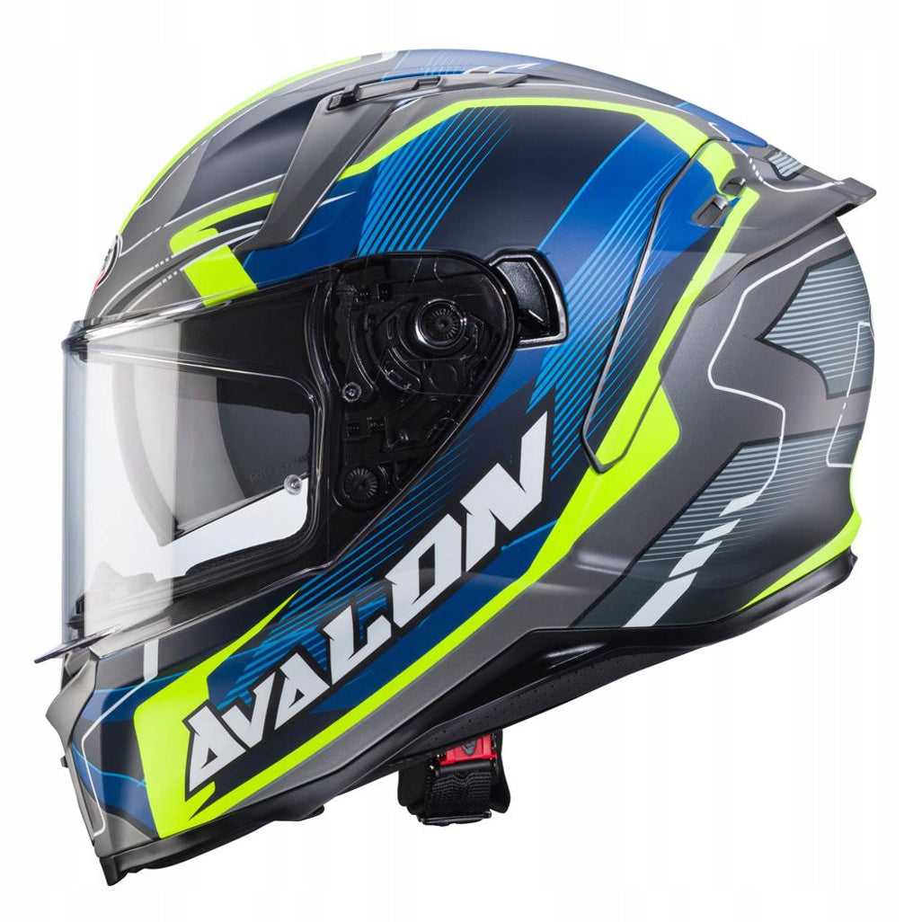 CABERG INTEGRAL MOTORCYCLE HELMET WITH BLEND AVALON X OPTIC GREY BLUE YELL S Packaging status original
