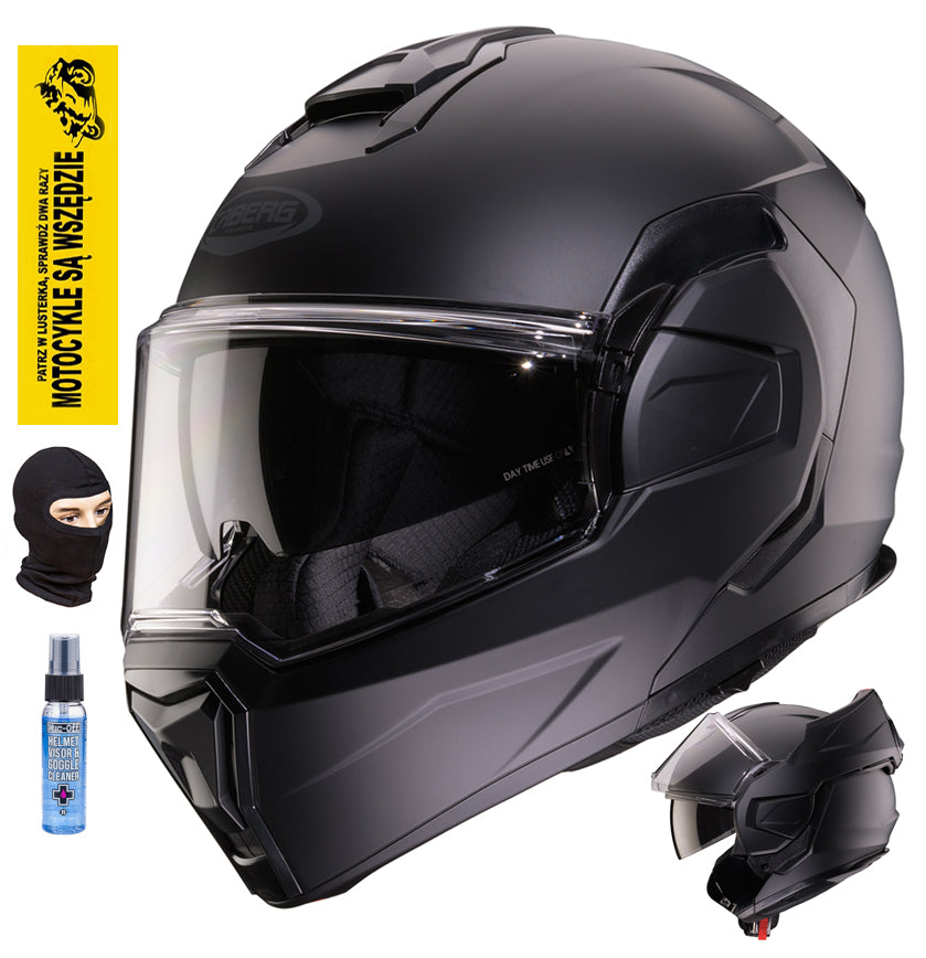 CABERG JAW HELMET FLIP-BACK TRIP SOLID BLACK MAT 2XL +PINLOCK AND FREEBIES