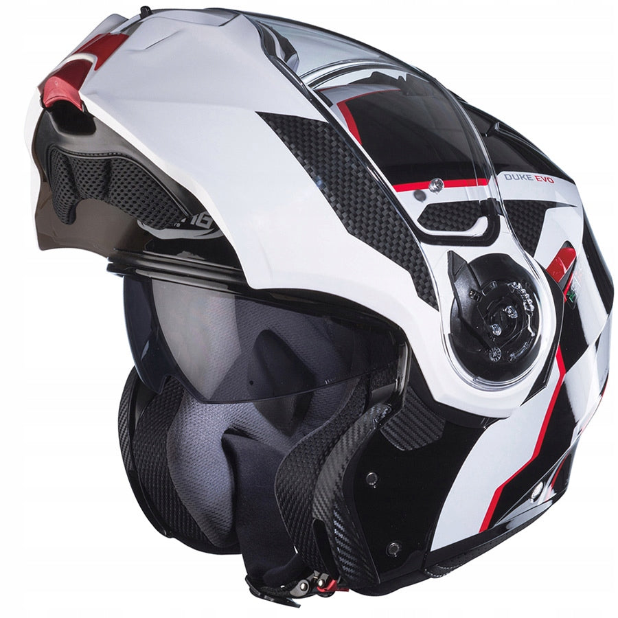 CABERG JAW MOTORCYCLE HELMET WITH DUKE EVO BLEND BLACK WHITE RED S Manufacturer Caberg