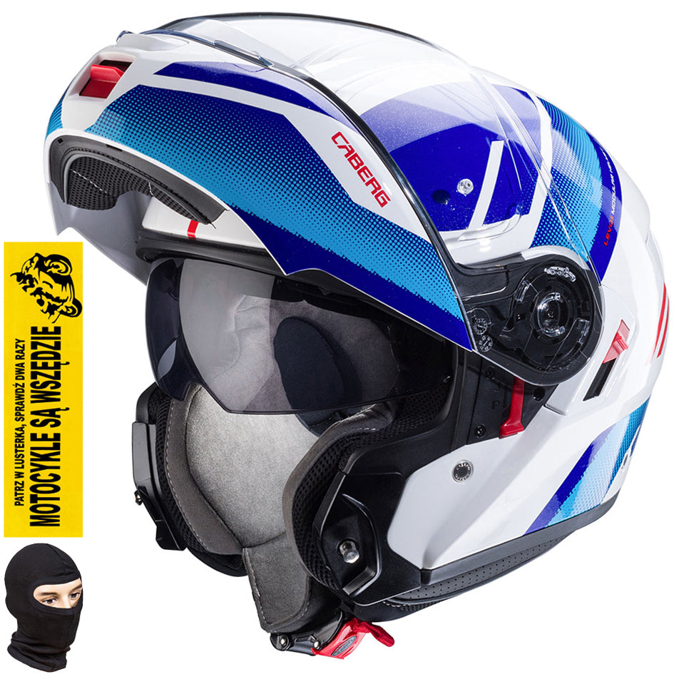 CABERG JAW MOTORCYCLE HELMET WITH LEVO BLEND X MANTA WHT/BLU/RED S