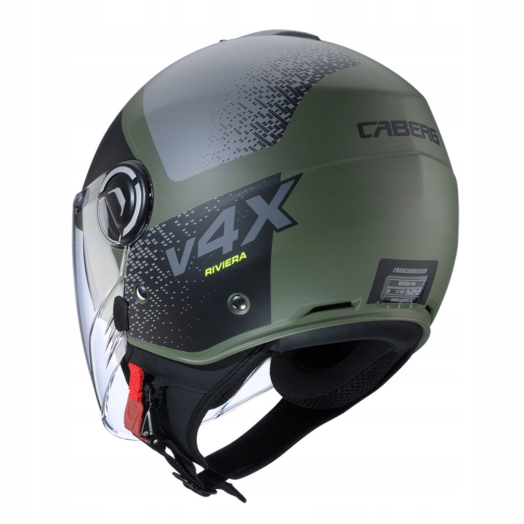 CABERG MOTORCYCLE HELMET OPEN JET RIVIERA V4X ALPHA GREEN BLACK GREY MAT Manufacturer Caberg