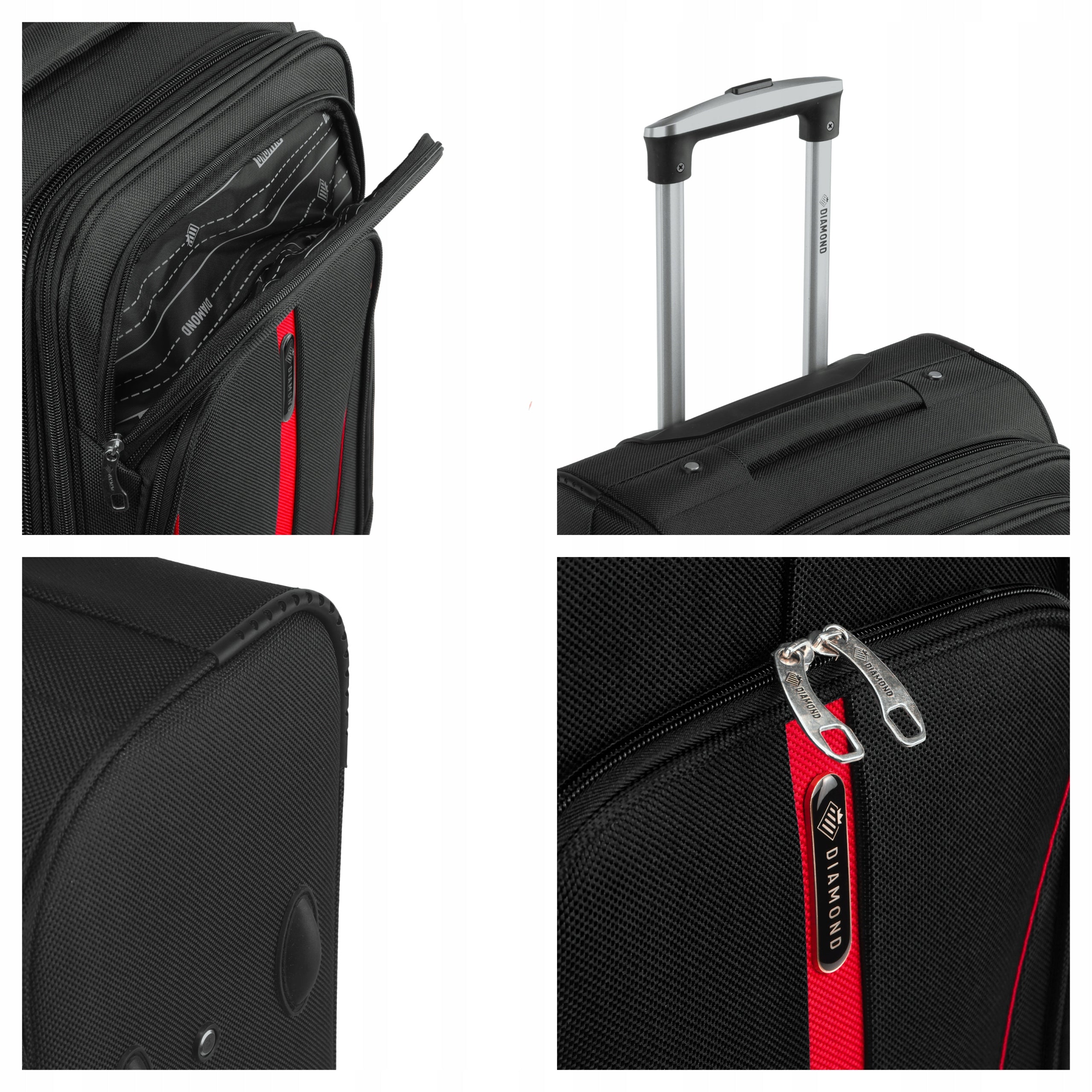 CABIN CASE ON WHEELS TRAVEL LUGGAGE DIAMOND BLACK Soft S 20" C330 Model RUBY
