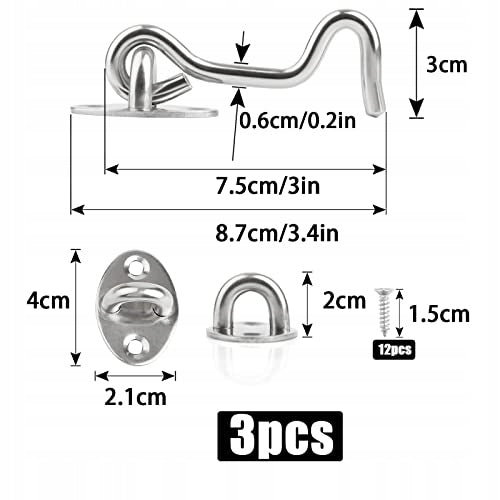 CABIN LATCH FOR DOOR GATE STAINLESS STEEL 75 MM SET OF 3 PCS. Manufacturer code Bez marki
