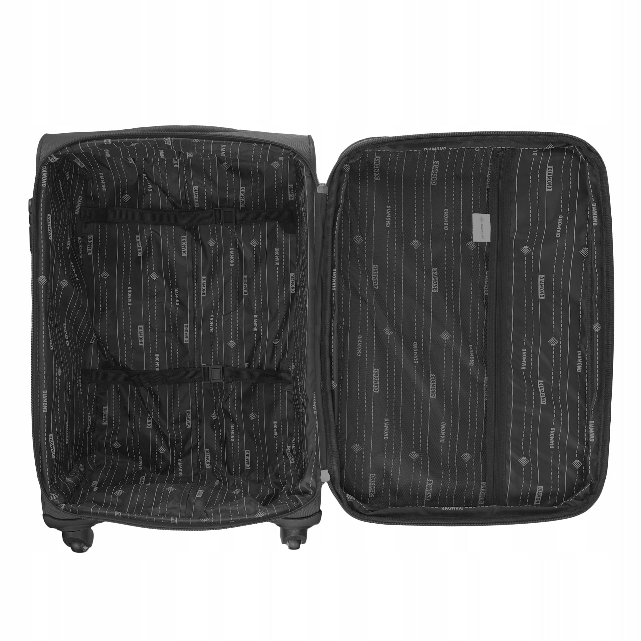 CABIN SUITCASE ON WHEELS TRAVEL LUGGAGE DIAMOND GREY SOFT S 20" C330 Height 56 cm