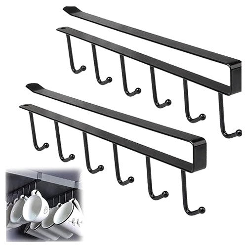 CABINET CUP HOLDER 6 METAL HOOKS FOR KITCHEN 2 PCS FOR HOME