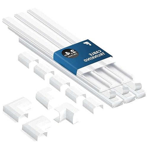 CABLE CHANNEL 25MM WHITE SELF ADHESIVE CABLE COVER 2 4M SET FOR HOME