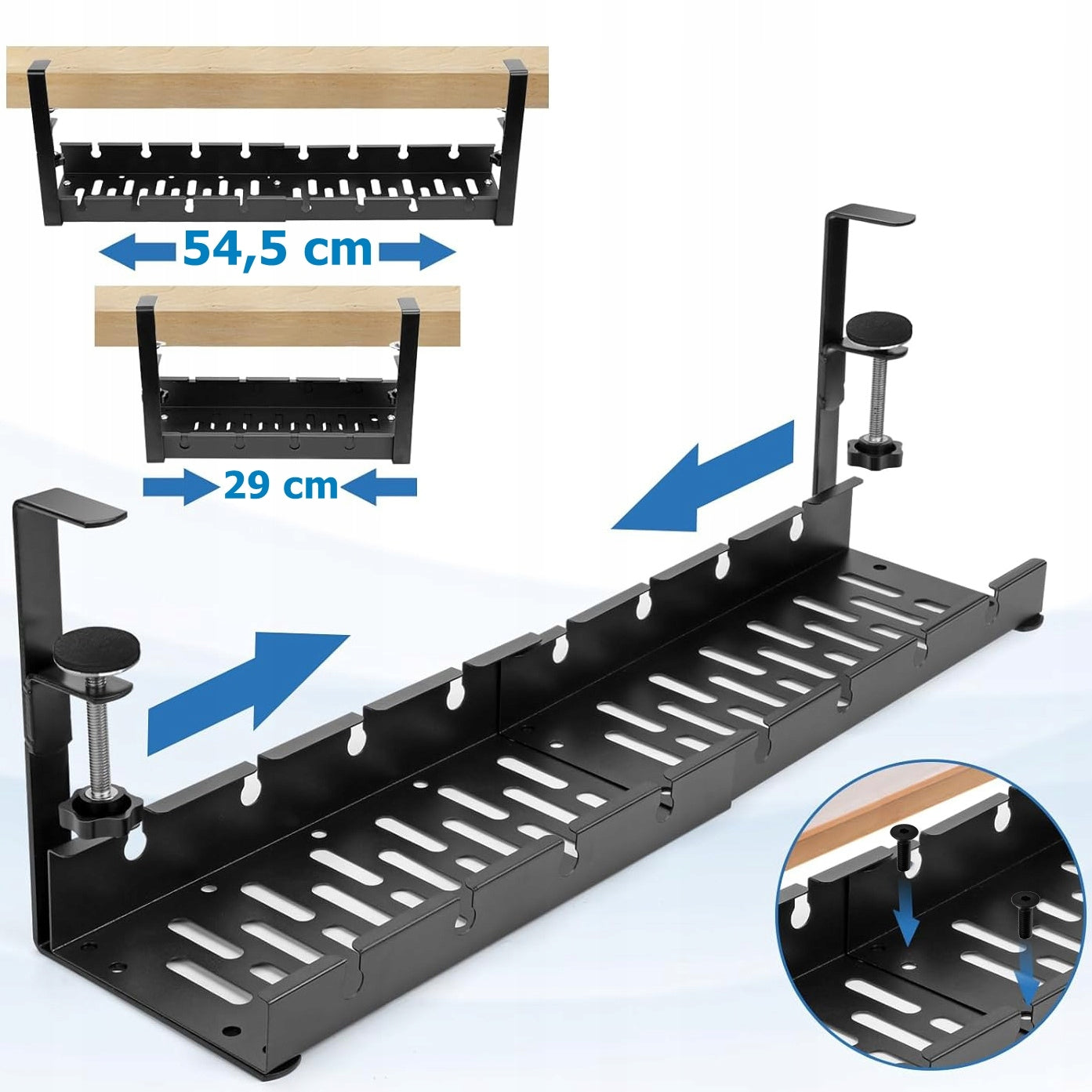 CABLE GRILLE CABLE ORGANIZER HOLDER SHELF ADJUSTABLE UNDER DESK TOP Packaging status original