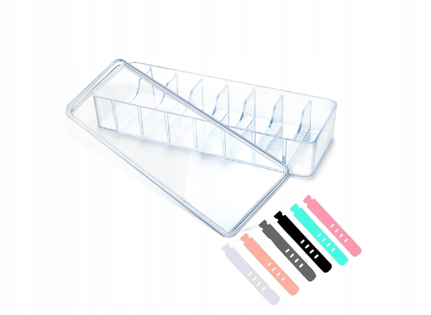 CABLE HOLDER ORGANIZER BOX WITH LID COMPARTMENTS BANDS