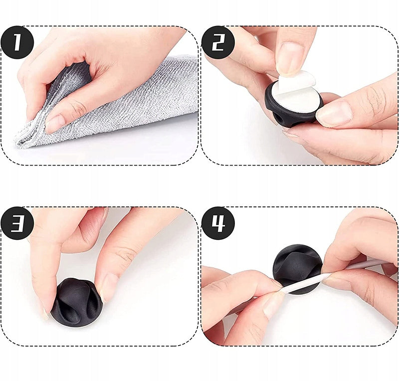 CABLE HOLDER SELF-ADHESIVE CLIP ORGANIZER HOOK BLACK SET OF 12 Manufacturer code Zestaw uchwytów na kable czarny