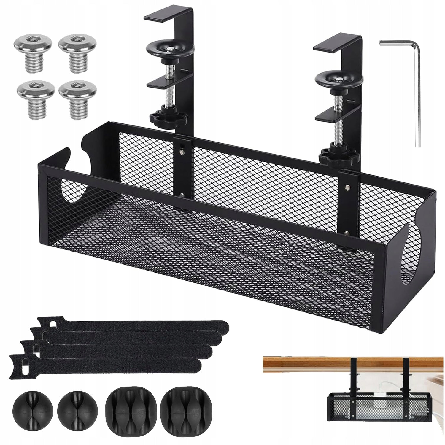 CABLE MANAGEMENT SHELF UNDER DESK STORAGE WITHOUT PUNCHING