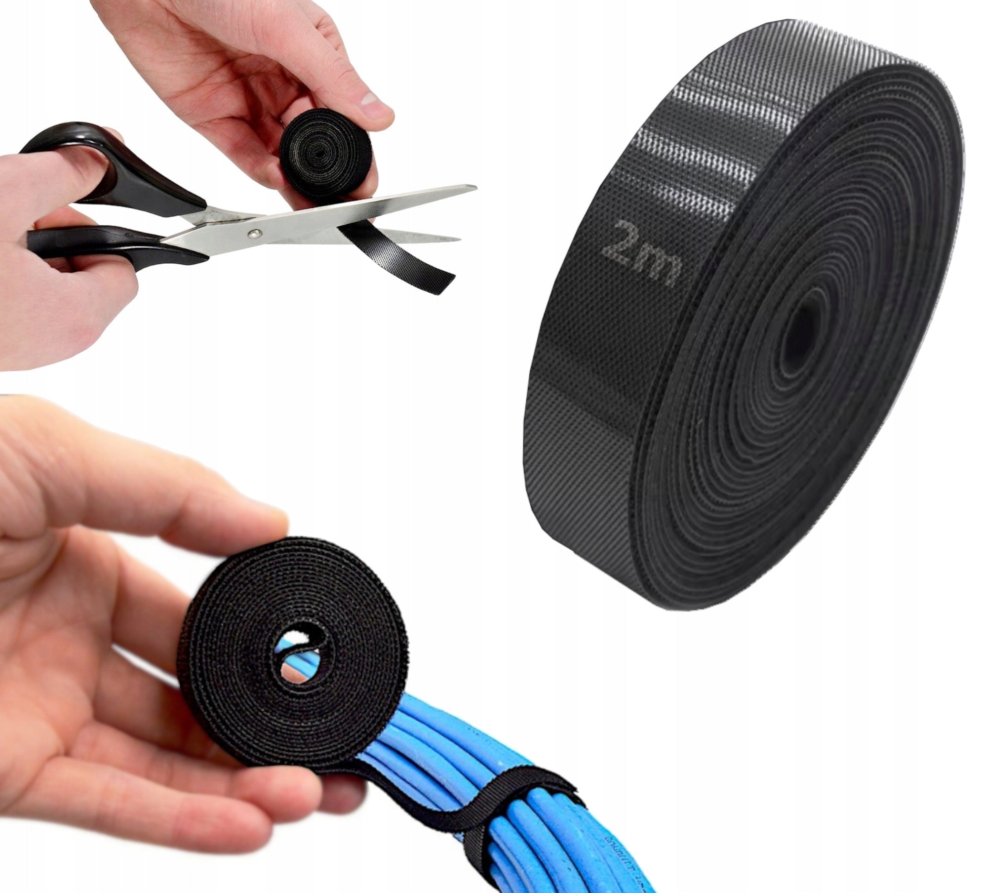 CABLE ORGANIZER BAND VELCRO TAPE FOR CABLES 2M ADJUSTABLE