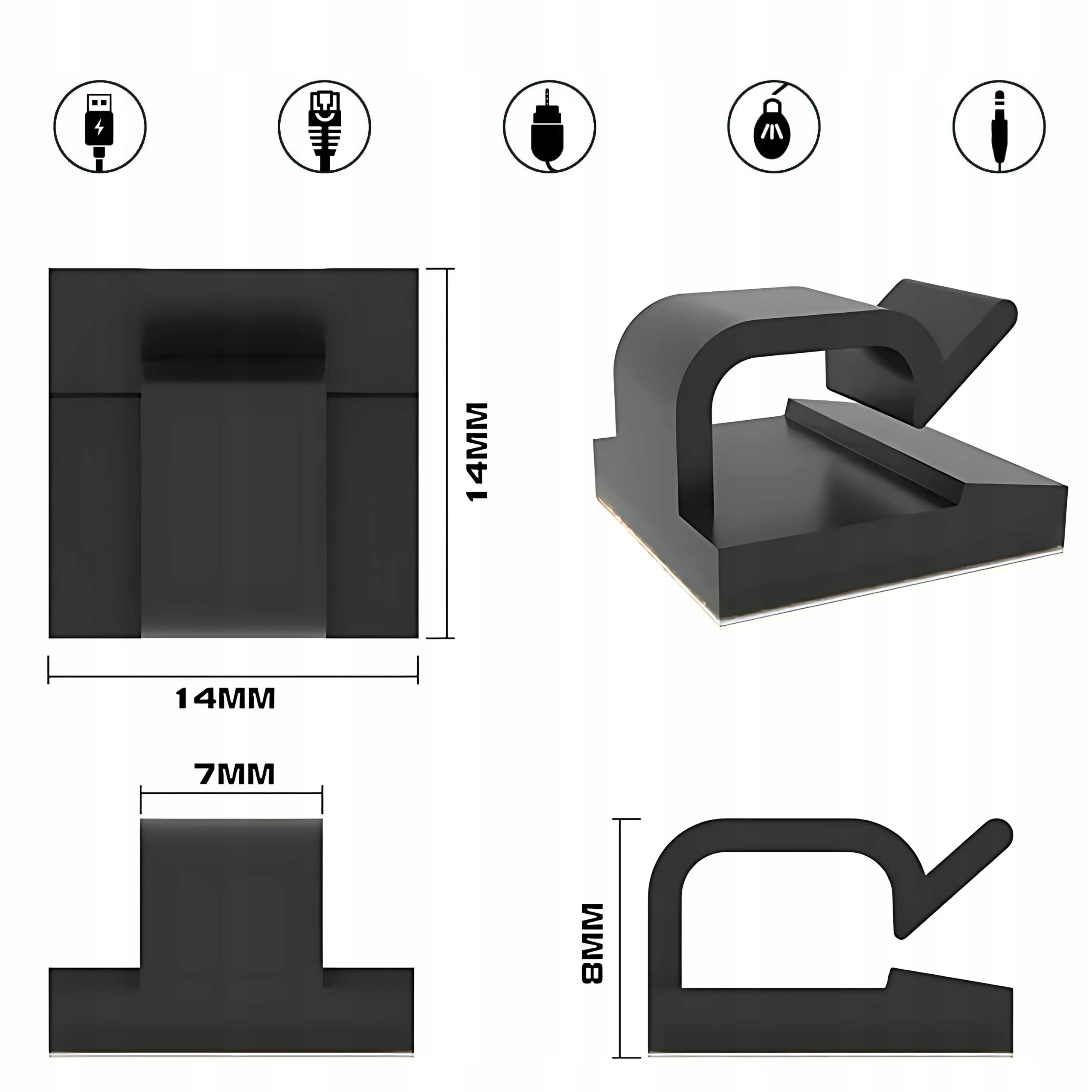 CABLE ORGANIZER CABLE HOLDER SELF-ADHESIVE BLACK DESK AUTO 10 PCS Manufacturer code ORGANIZER NA KABLE UCHWYT DO KABLI NA BIURKO