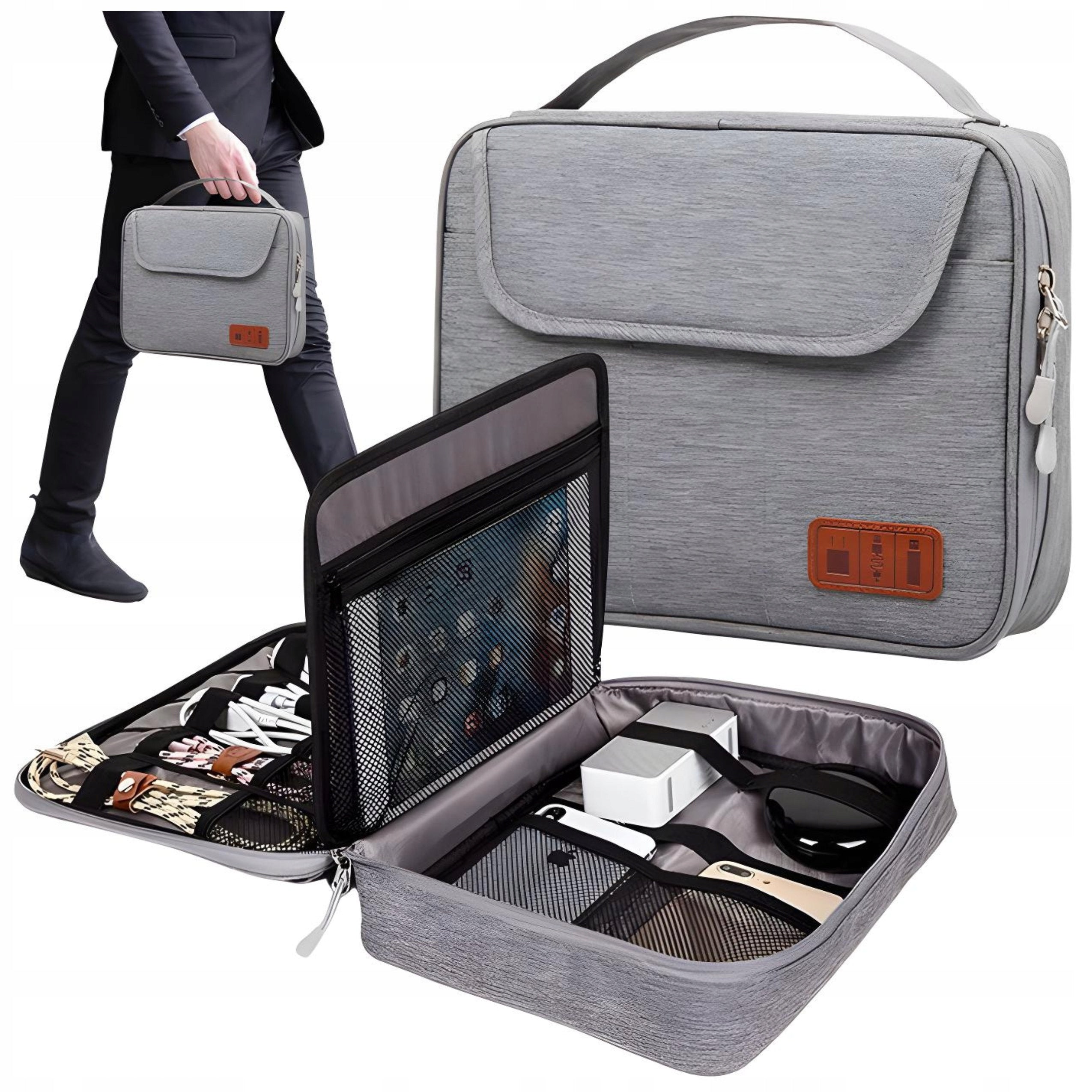 CABLE ORGANIZER CHARGER BAG ACCESSORIES CASE MULTIPLE COMPARTMENTS ZIPPER