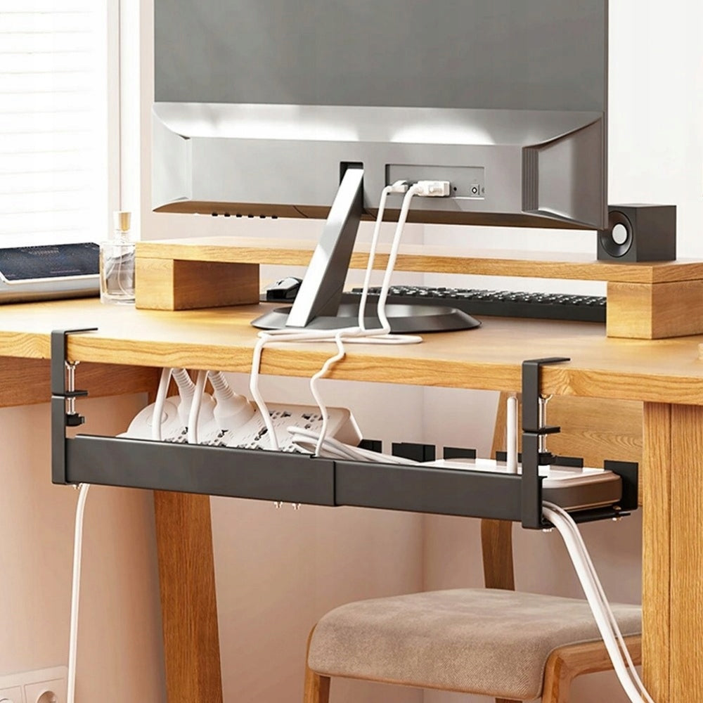 CABLE ORGANIZER GRILLE HOLDER SHELF ADJUSTABLE UNDER DESK TOP Color black