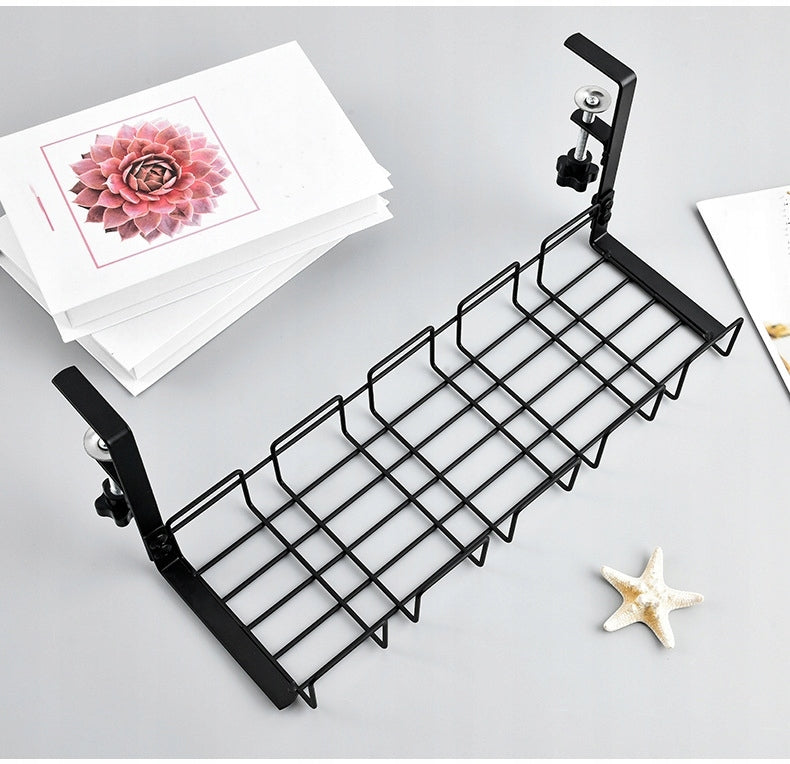 CABLE ORGANIZER GRILLE HOLDER SHELF UNDER DESK TABLETOP BLACK Brand no brand