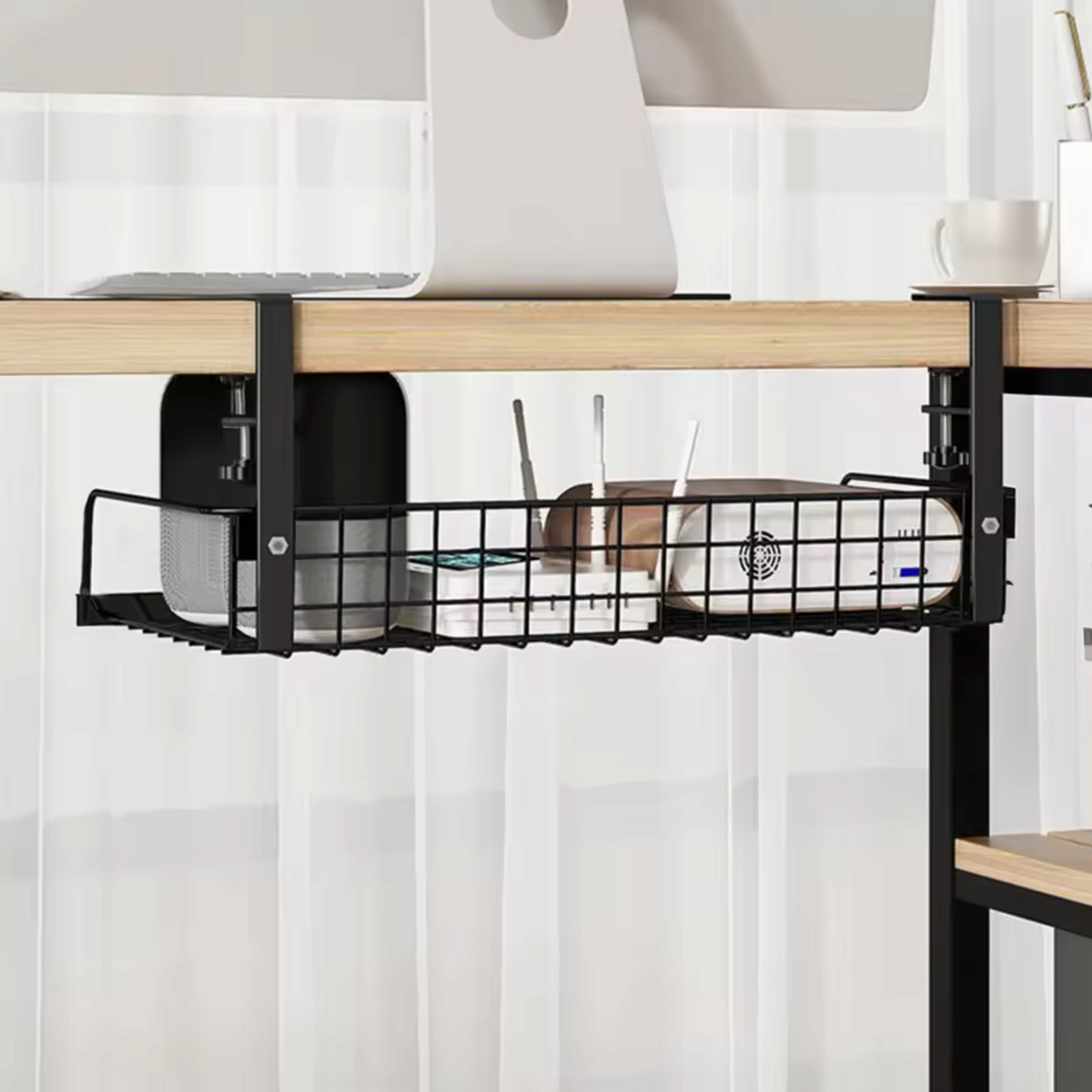 CABLE ORGANIZER SHELF UNDER THE DESK GRILLE HOLDER METAL HANGER Brand Simplo