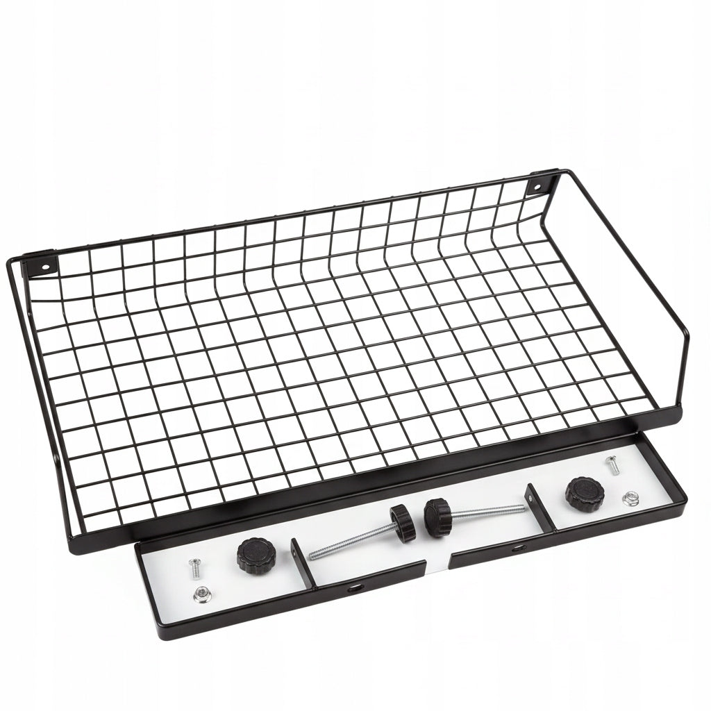CABLE ORGANIZER SHELF UNDER THE DESK GRILLE HOLDER METAL HANGER Manufacturer code metalowa duża półka pod blat na kable wisząca