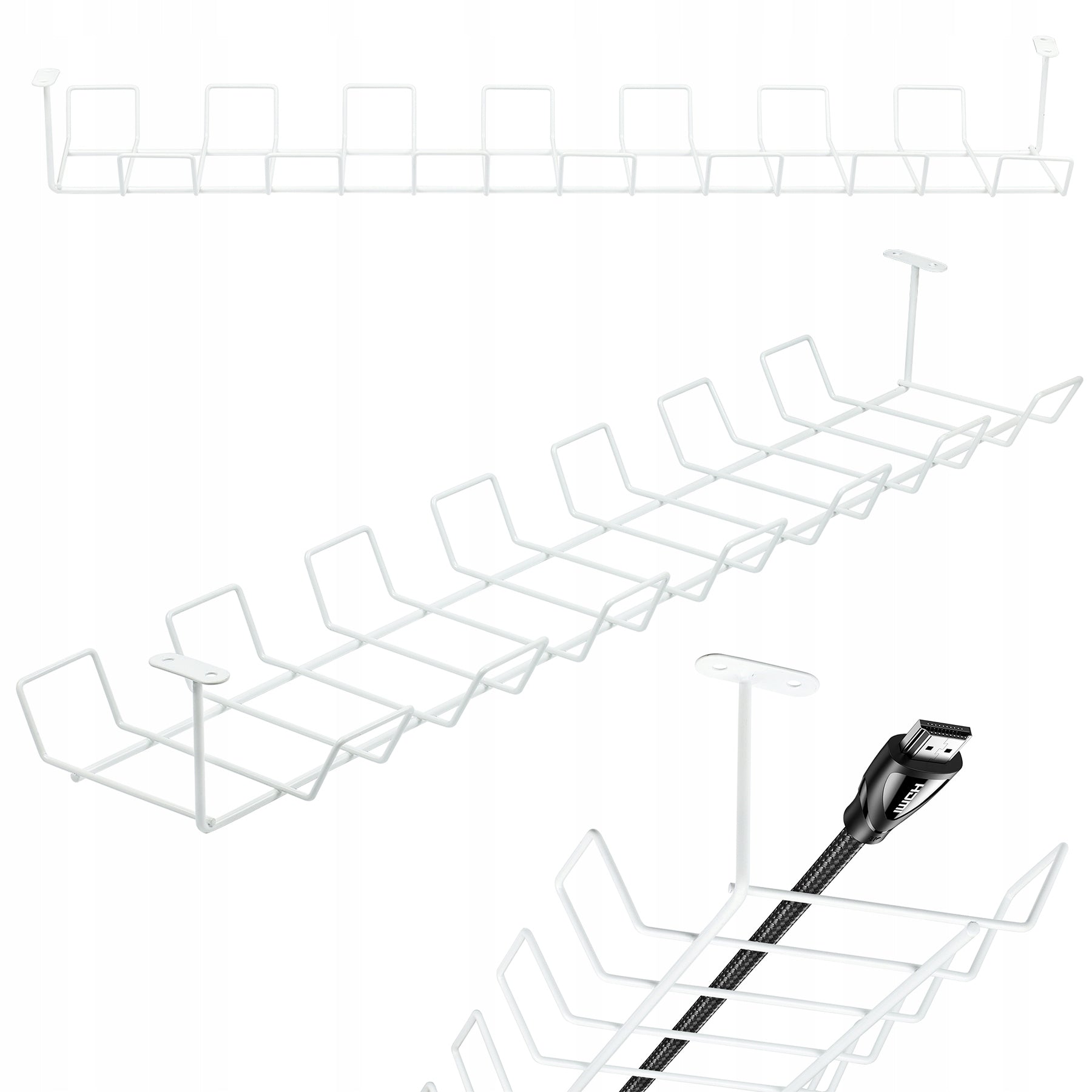 CABLE ORGANIZER UNDER COUNTERTOP BASKET SHELF FOR DESK CABLES WHITE