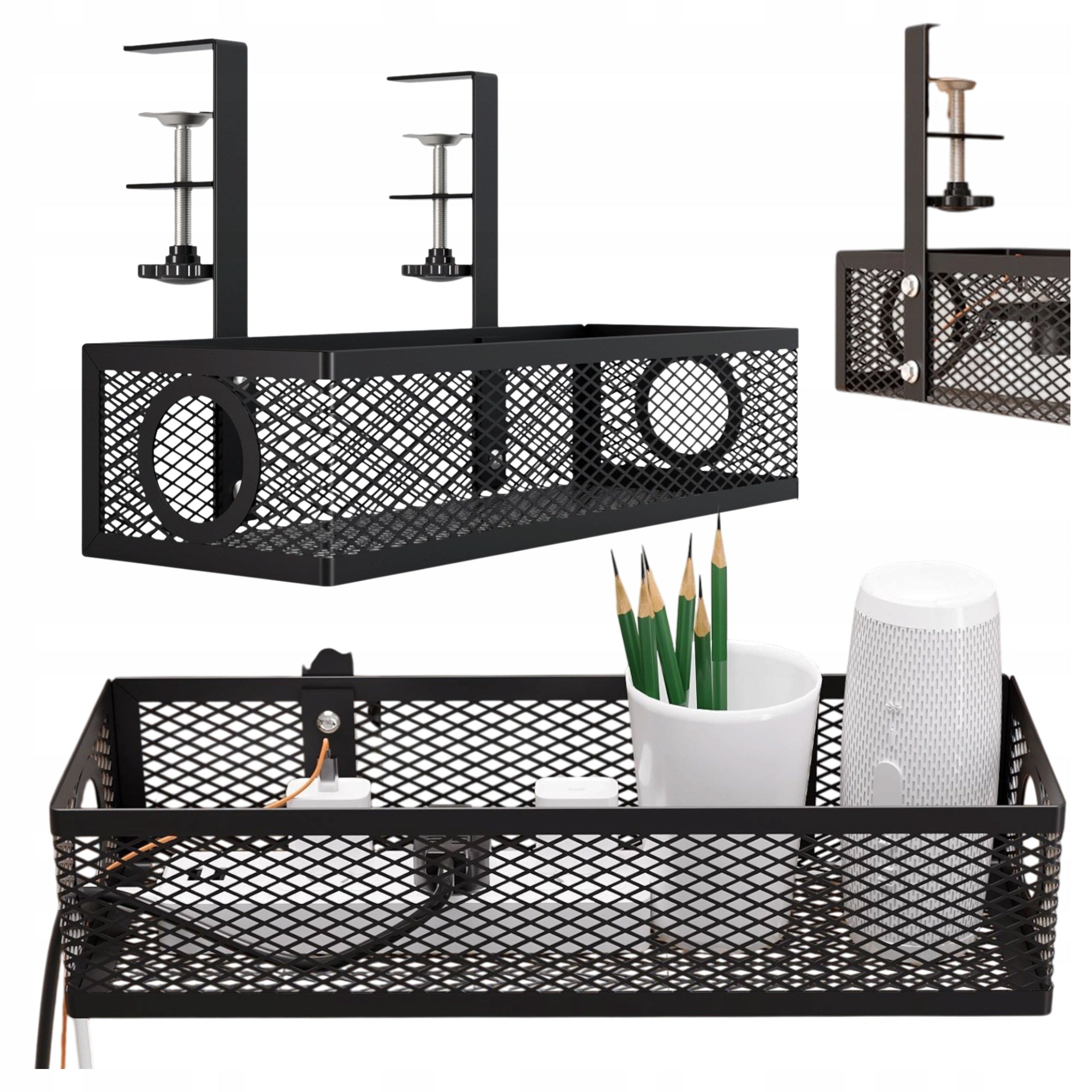 CABLE ORGANIZER UNDER DESK TOP SHELF ADJUSTABLE ALUMINUM HANDLE XL