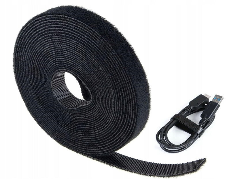 CABLE ORGANIZER VELCRO TAPE BAND 25 mm x 5 meters BLACK STRONG