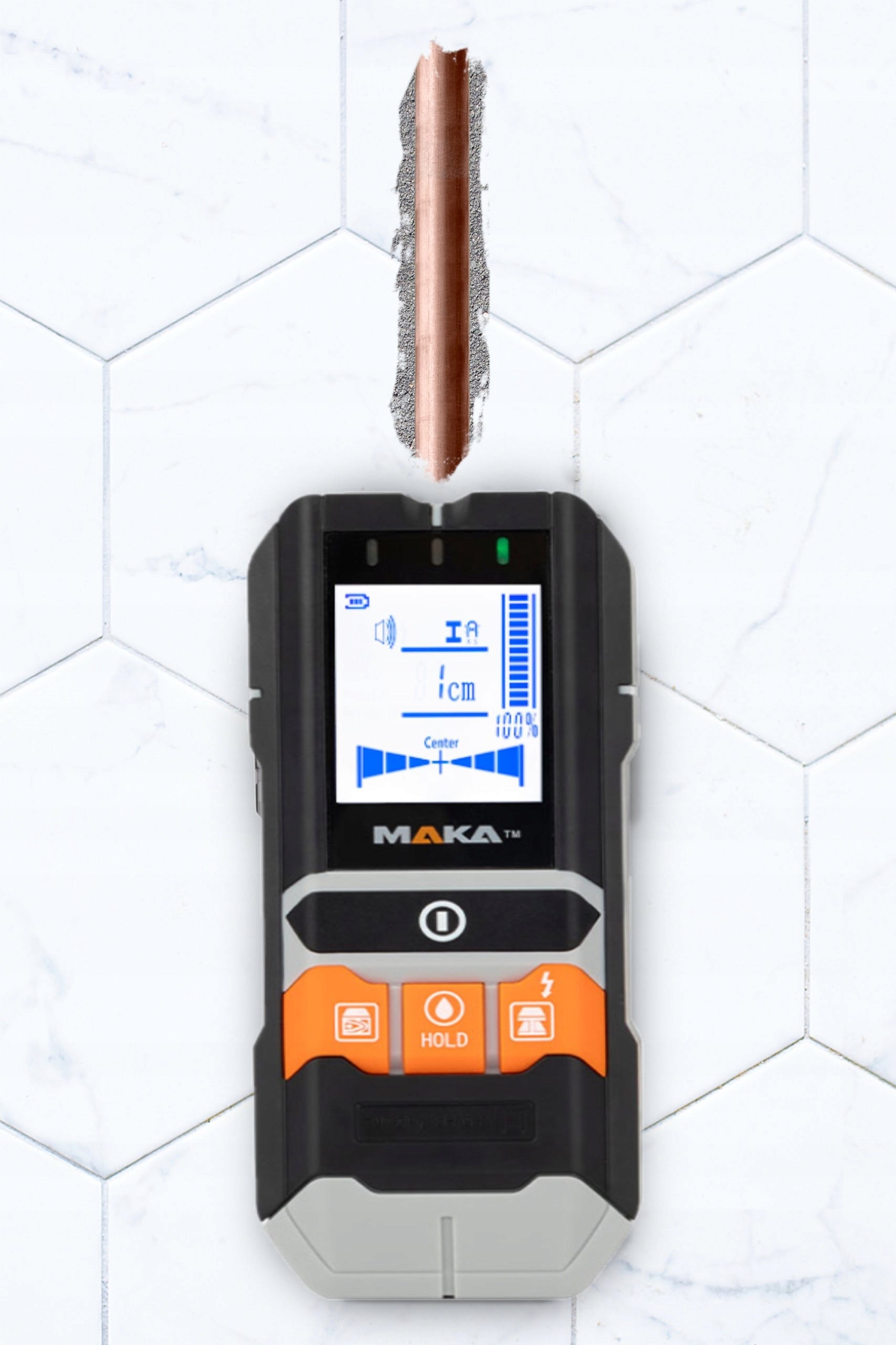 CABLE WIRE DETECTOR WALL METAL PIPE DETECTOR + HUMIDITY METER Brand Maka