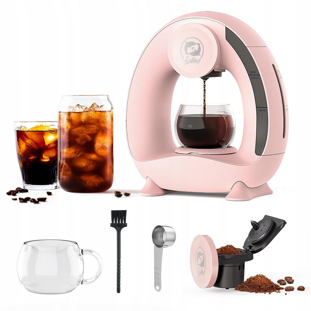CAFILAS Coffee Maker Mini Q 2in1 For Coffee And Tea With Filter Pink