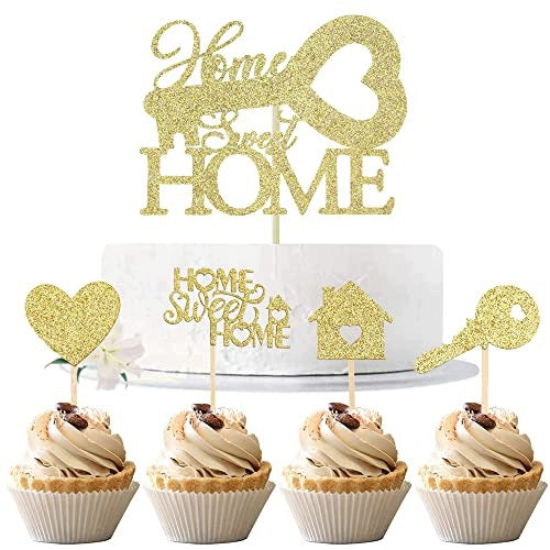 CAKE TOPPERS GLITTER SWEET HOME DECORATION FOR PARTIES 48 PIECES Brand no brand