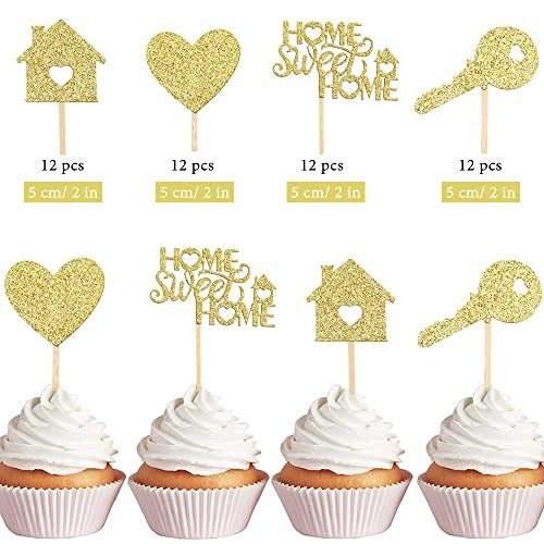CAKE TOPPERS GLITTER SWEET HOME DECORATION FOR PARTIES 48 PIECES Manufacturer code SWC5908151502730