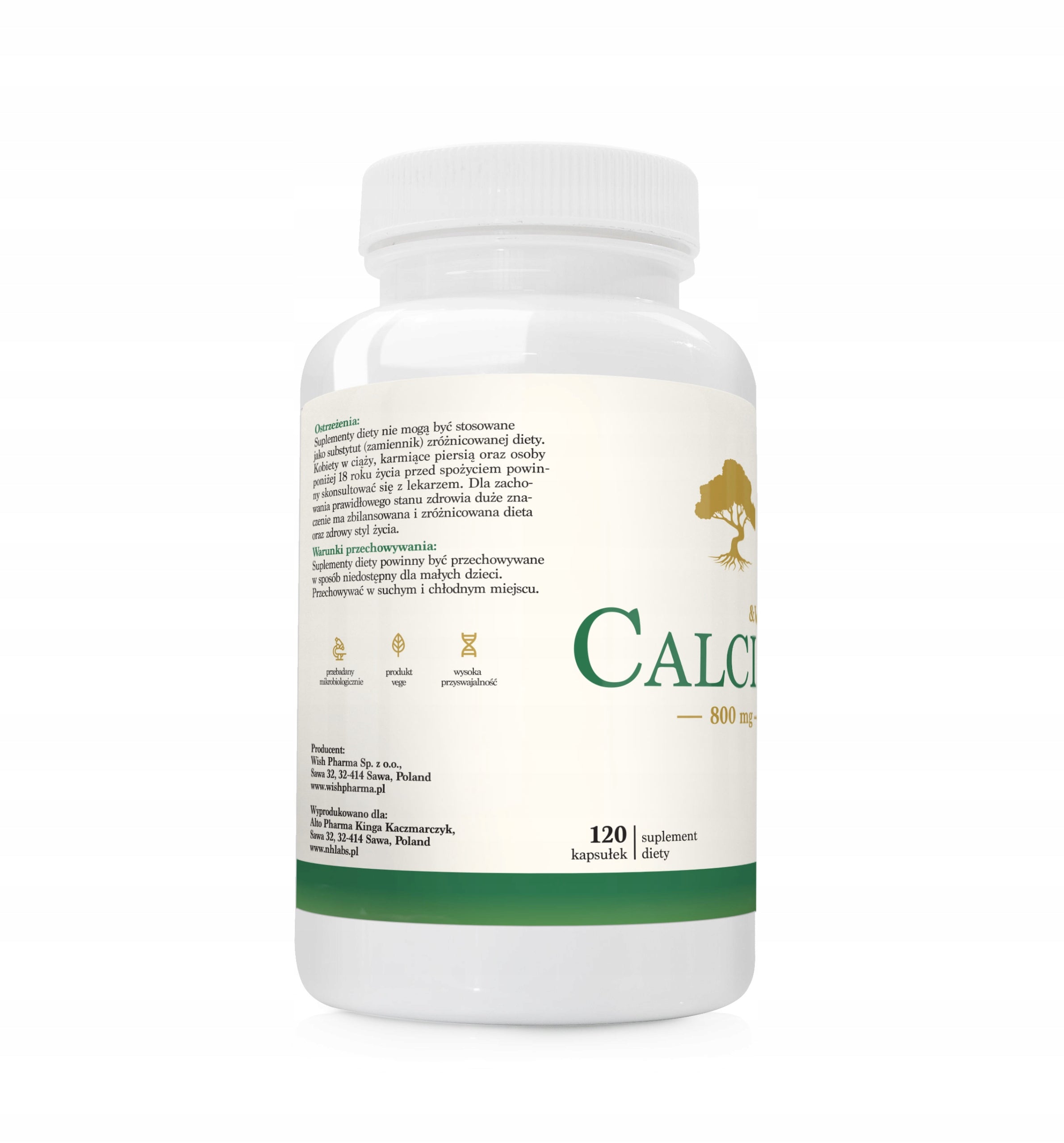 CALCIUM 800 mg VITAMIN C Calcium Strong Bones Muscle Resistance Movement 240 kap Brand Natural Herbs