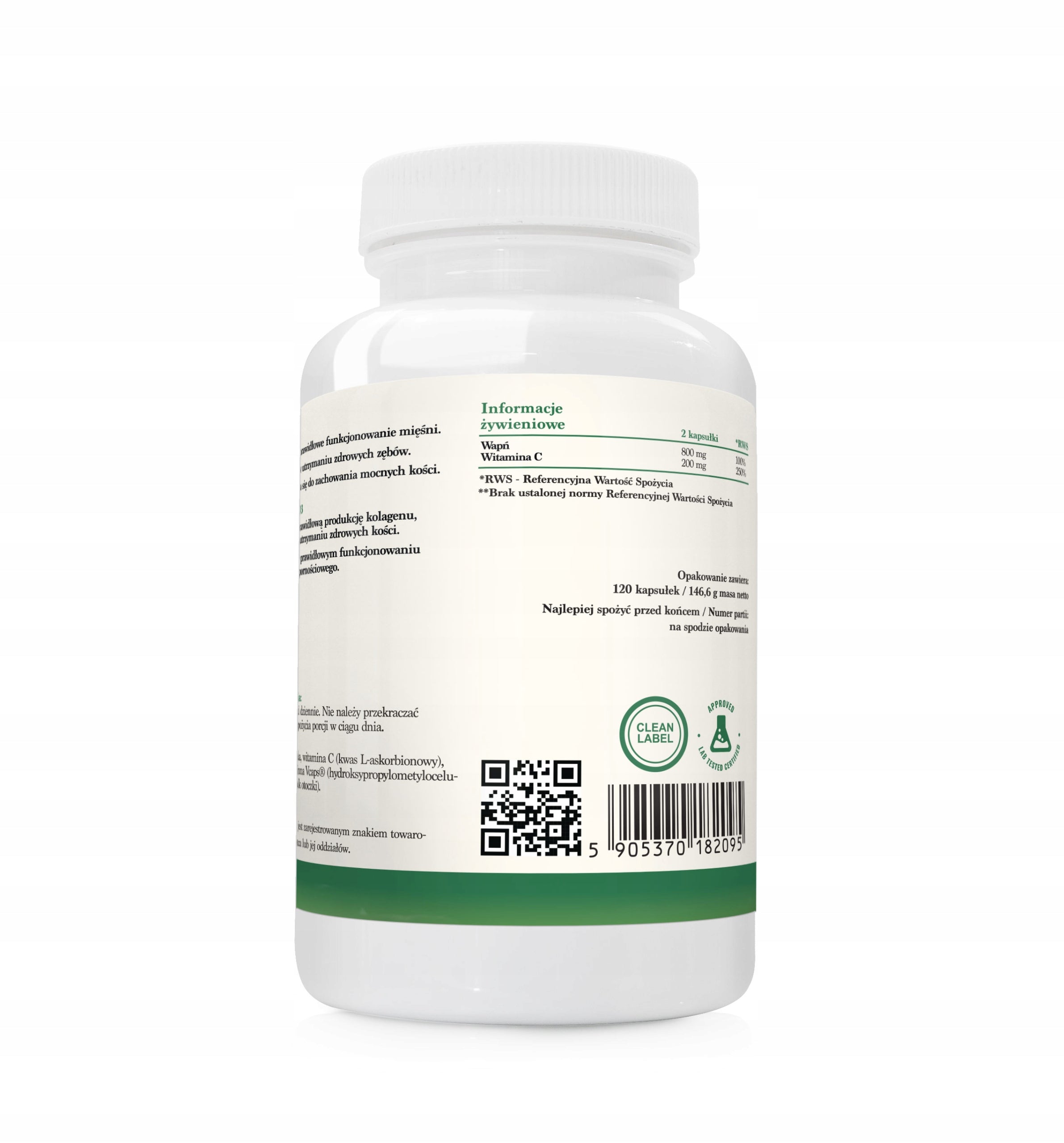 CALCIUM 800 mg VITAMIN C Calcium Strong Bones Muscle Resistance Movement 240 kap Packaging status original