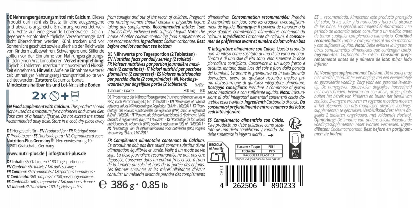 CALCIUM carbonate 800mg WEGE 360tab Nutri-Plus HIGH DOSE Brand Nutri-Plus