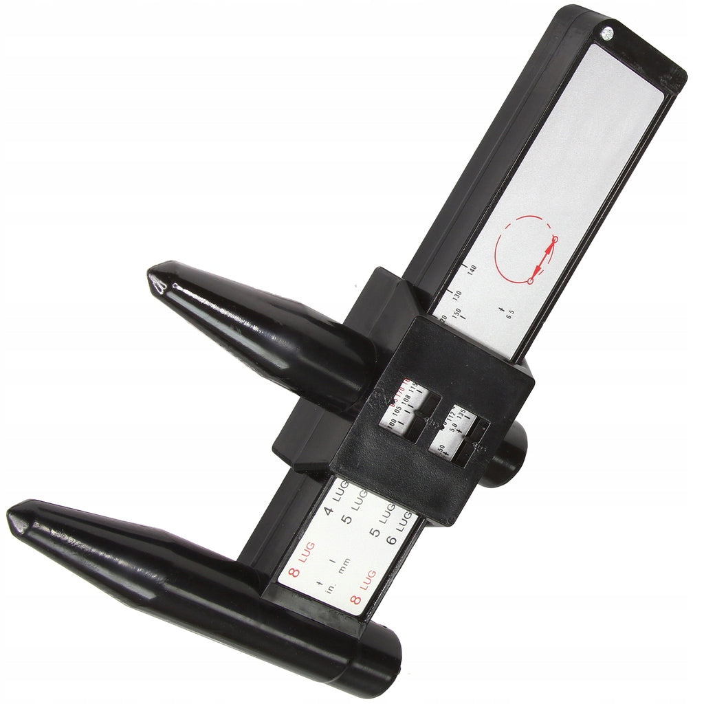 CALIPER METER FOR MEASURING THE SPACING OF WHEEL BOLTS