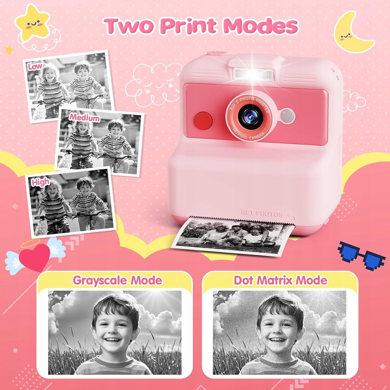 CAMCLID Instant Camera for Kids Printing PINK 48 MP/2,5K UHD Packaging status original