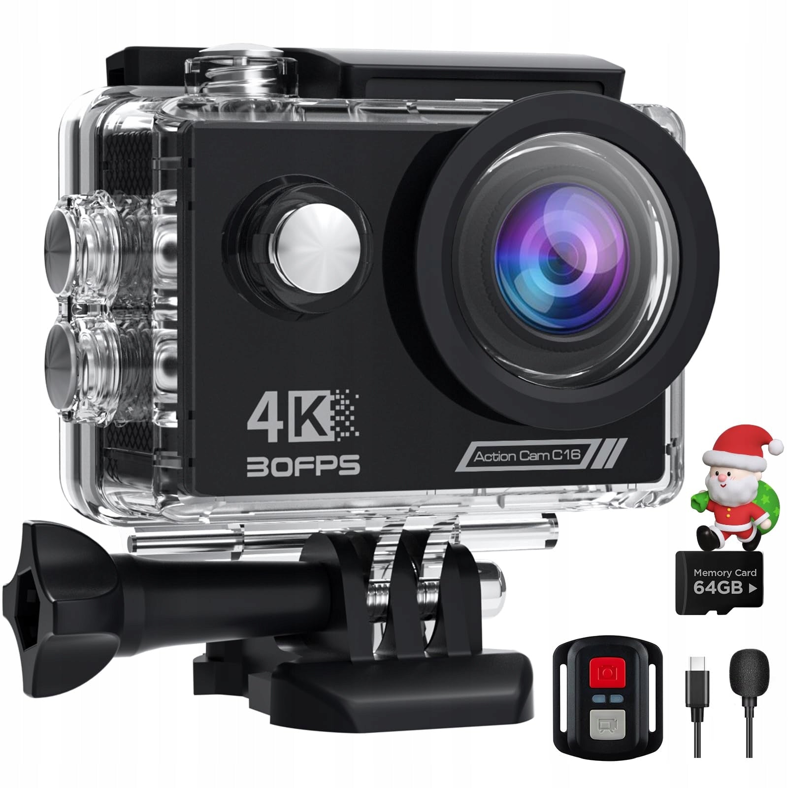 CAMERA 4K Sports Camera 64G SD Card 40M Underwater WiFi 170° Angle 20MP
