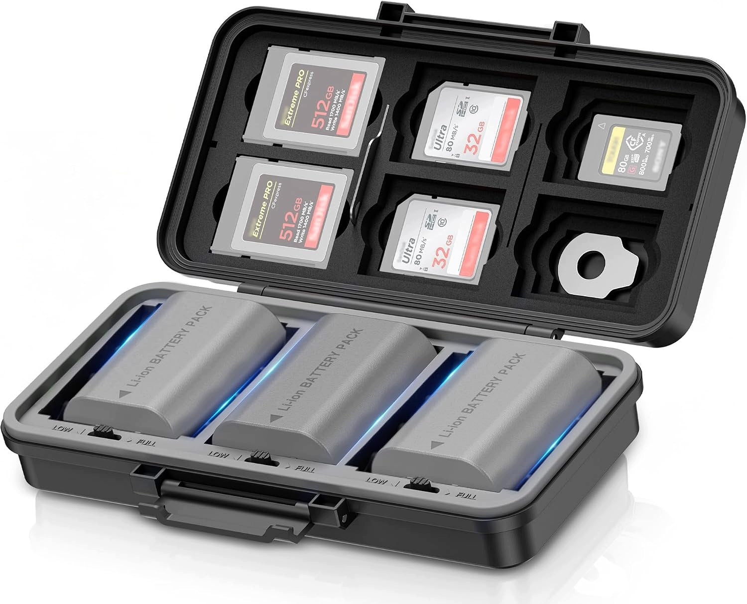 CAMERA BATTERY CASE AND 3IN1 MEMORY CARDS WATERPROOF