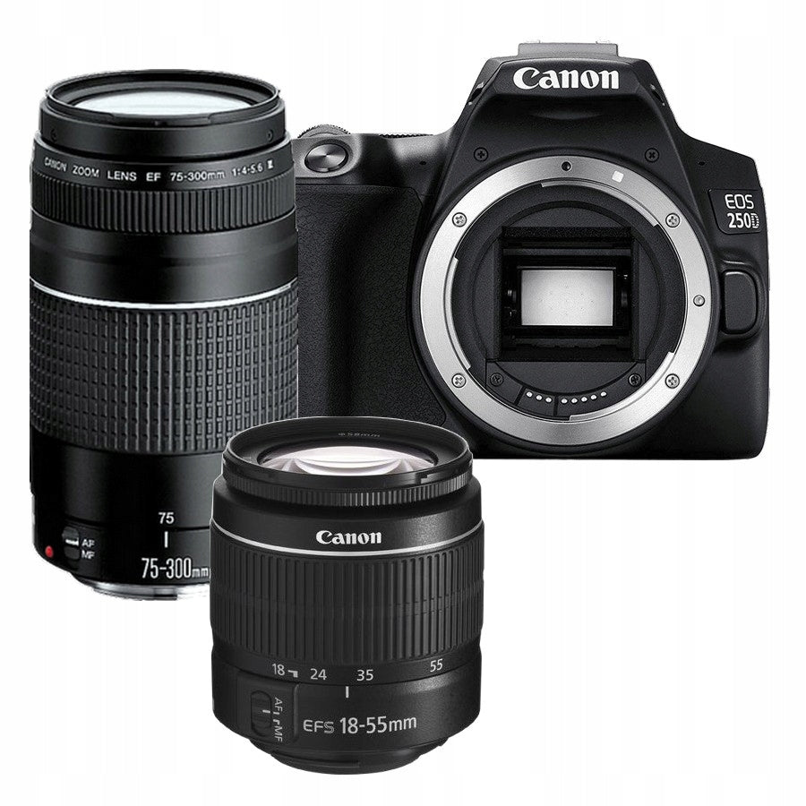 CAMERA CANON 250D + 18-55 DC III + 75-300 DC III