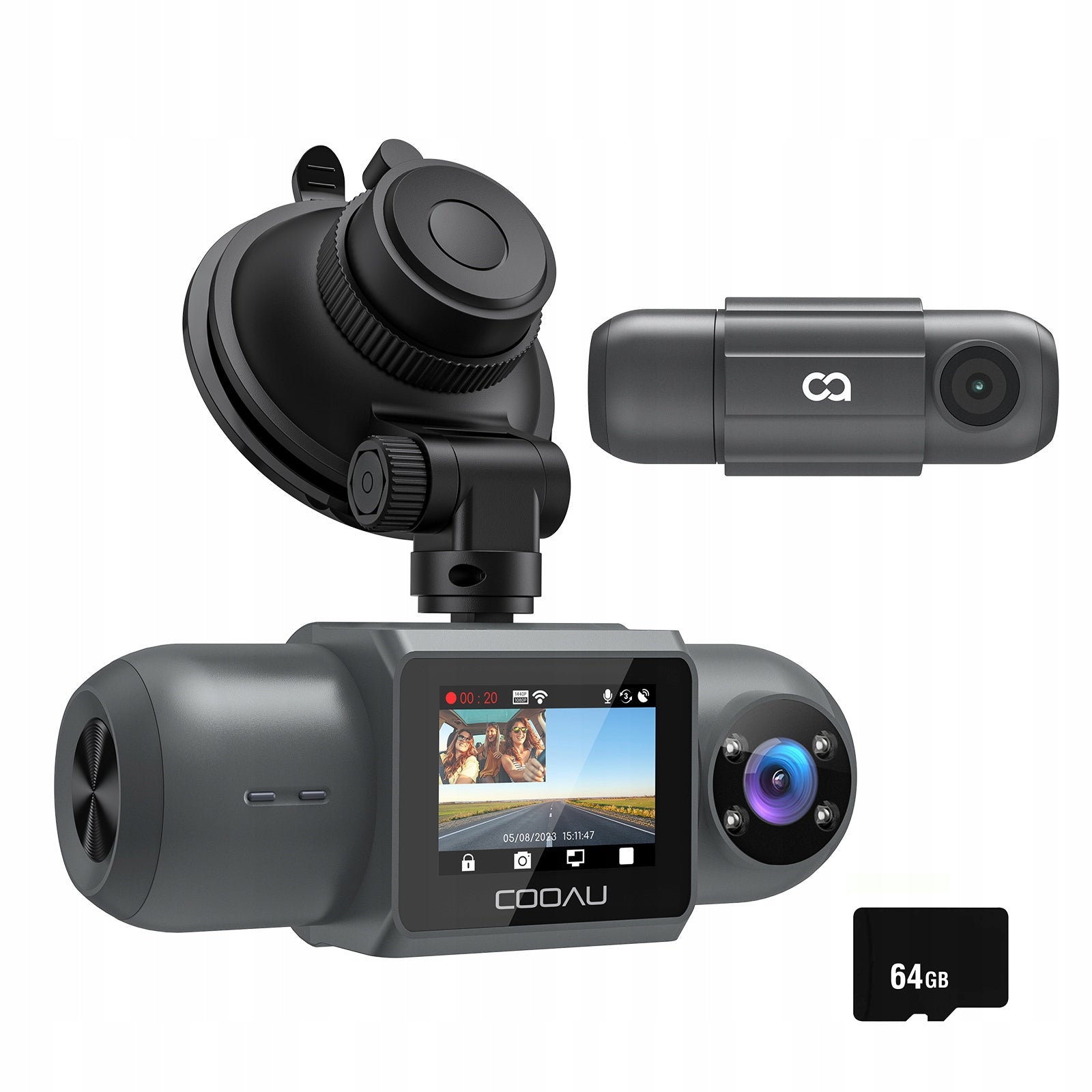 CAMERA CAR DVR MONITOR 4K WIFI GPS FRONT Inside 2 CAMERAS