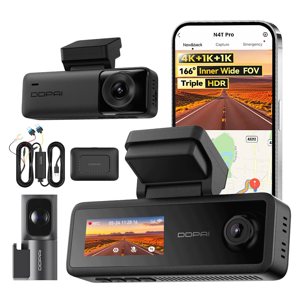 CAMERA DDPAI N4T PRO VIDEO RECORDER 4K HDR 3-CHANNEL + 4G MODULE SET
