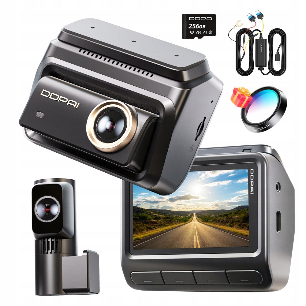 CAMERA DDPAI Z90 Pro 4K HDR VIDEO RECORDER + REAR + HARDWIRE KIT + 256GB