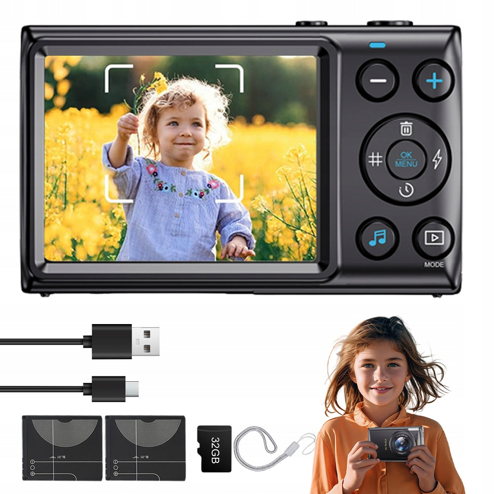 CAMERA DIGITAL DISPLAY LCD HD 4K 64MP 18X ZOOM 32G SET Packaging status original