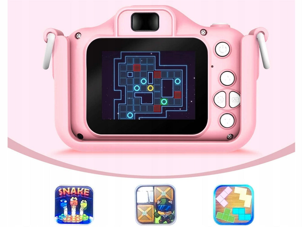 CAMERA FOR CHILDREN DIGITAL PHOTO WITH GAMES TETRIS SNAKE FILTERS + LEASH Resolution 4 Mpx