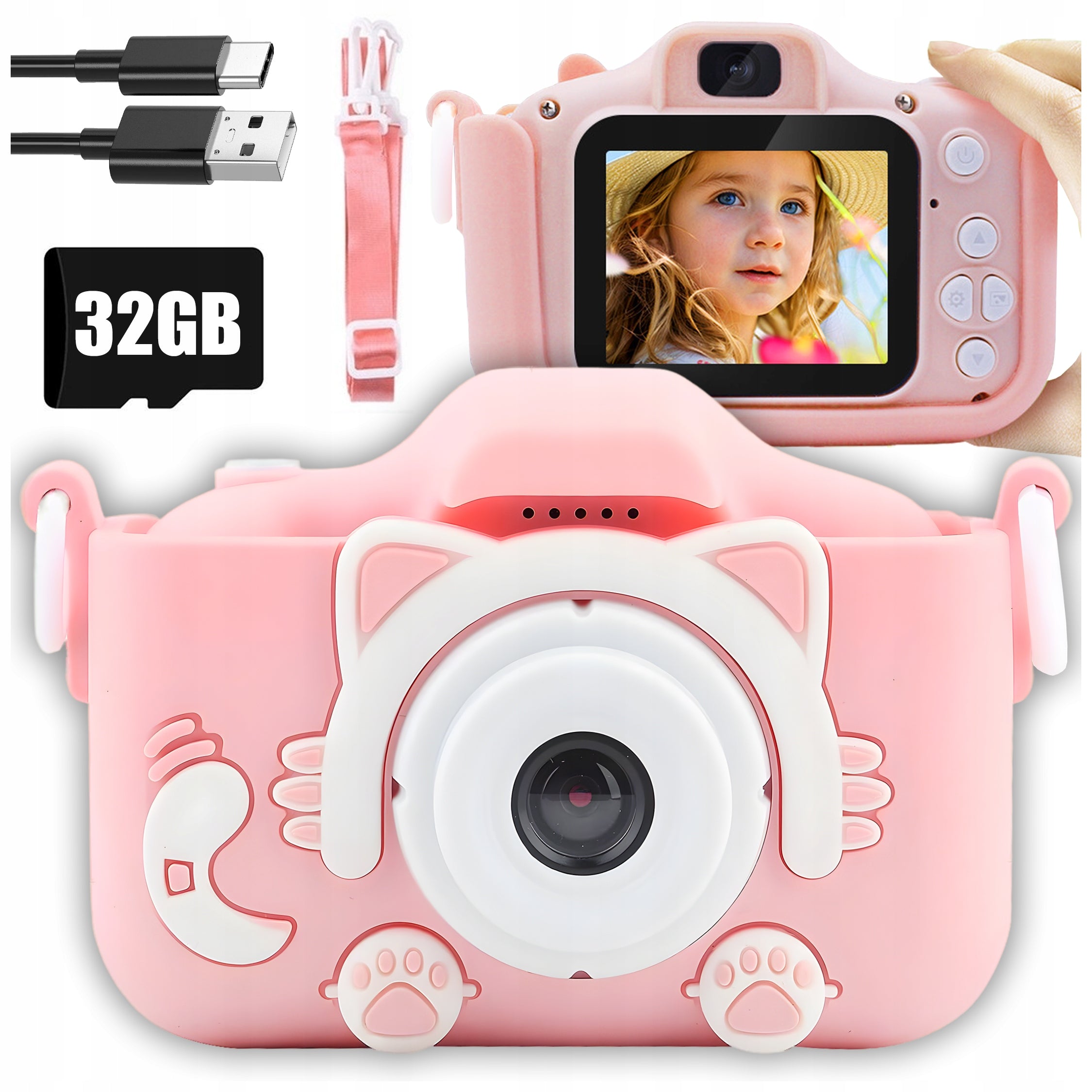 CAMERA FOR CHILDREN DOUBLE SELFIE KITTY 40 MPX MEMORY CARD