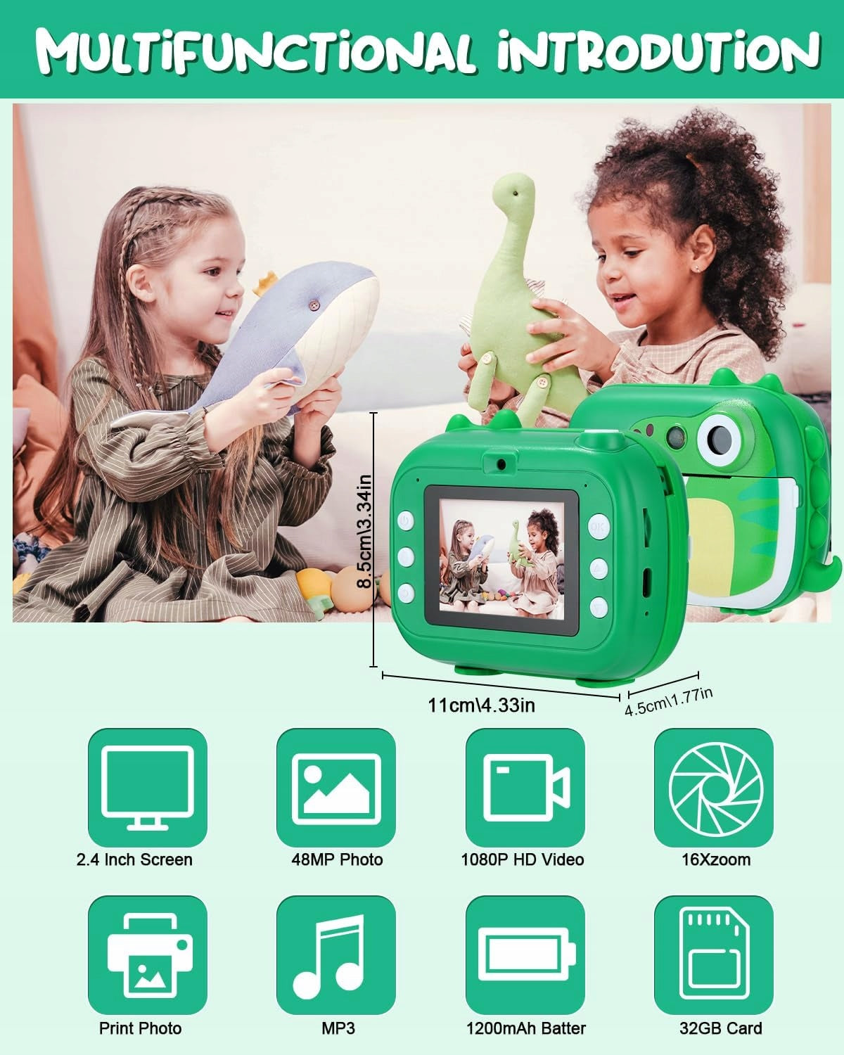 CAMERA FOR CHILDREN INSTANT DINOSAUR SET PAPER SD 32GB FOR GIFT EAN (GTIN) 0099874650916