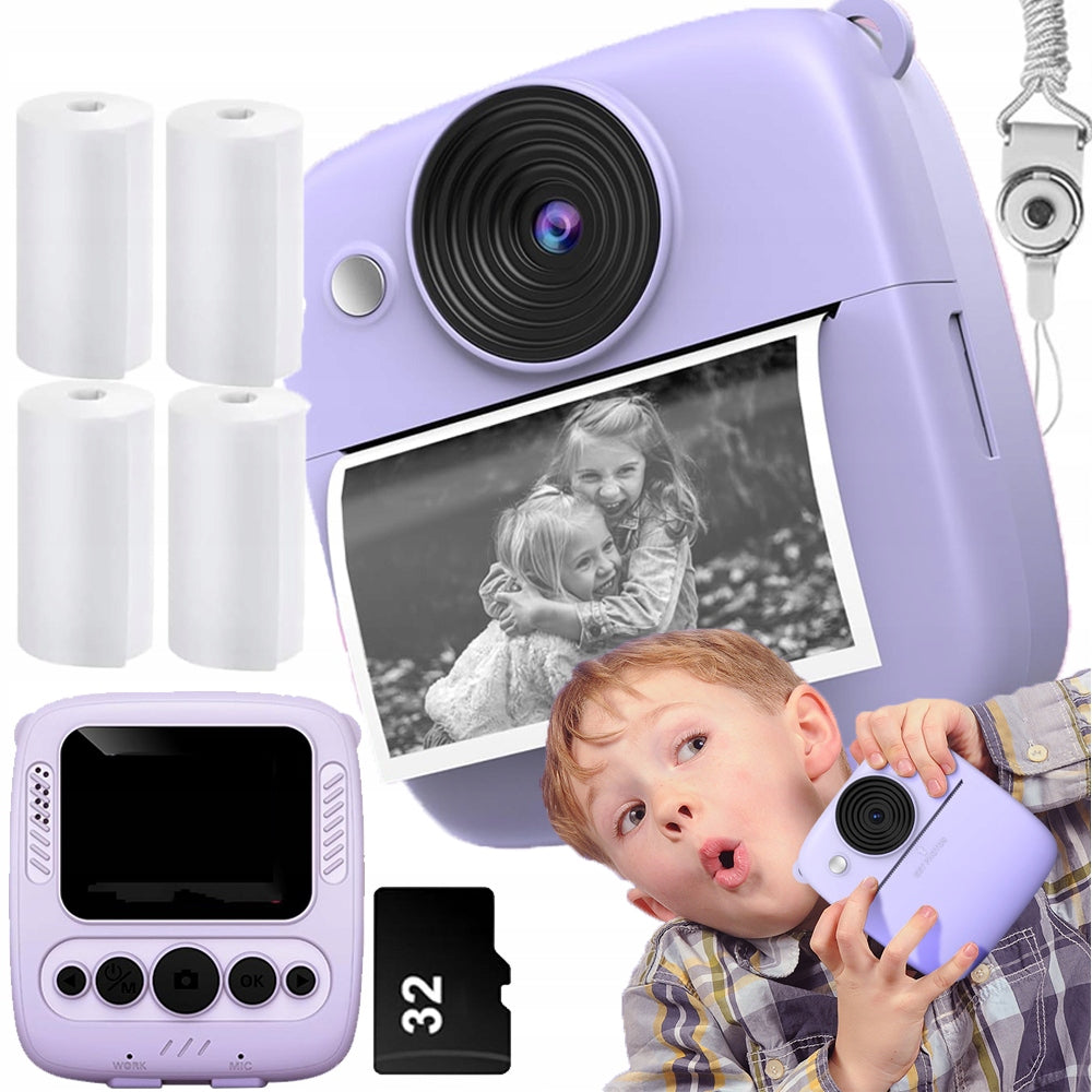 CAMERA FOR CHILDREN INSTANT THERMAL PRINTER + 4 ROLLS