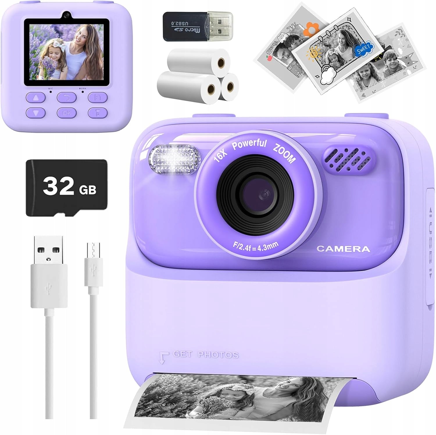 CAMERA FOR CHILDREN WITH INSTANT PRINTING AND LARGE LCD SCREEN Brand no brand