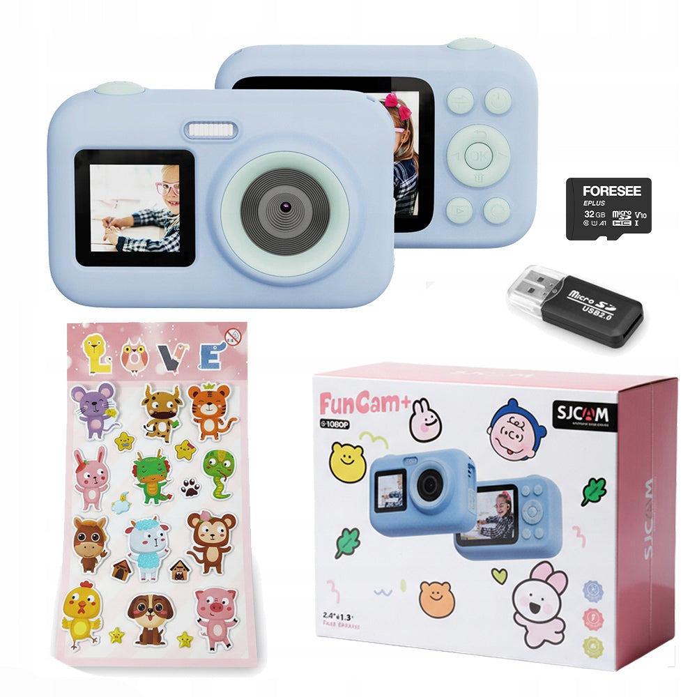 CAMERA FOR CHILDREN camera FUNCAM+ SJCAM gift + game stickers + 32GB card