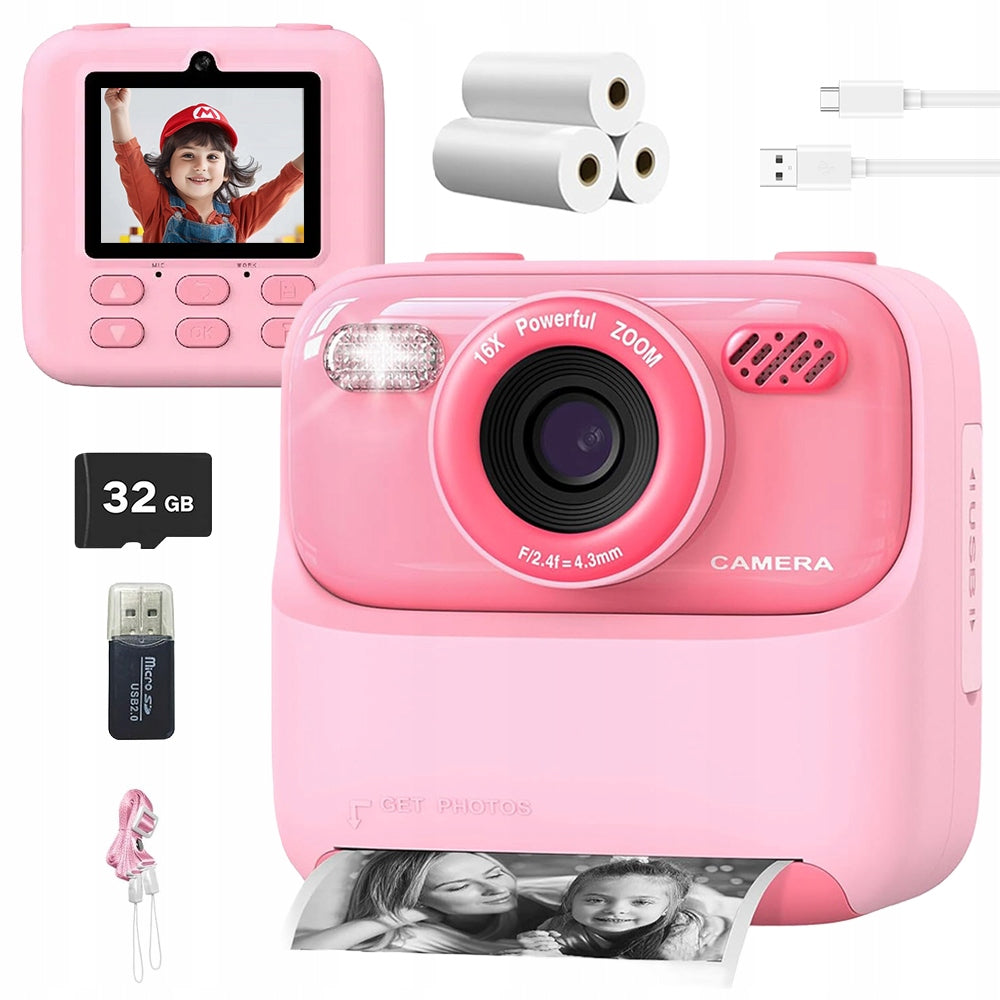 CAMERA FOR KIDS WITH 32GB 1200MAH INSTANT PRINT WITH BIG SCREEN