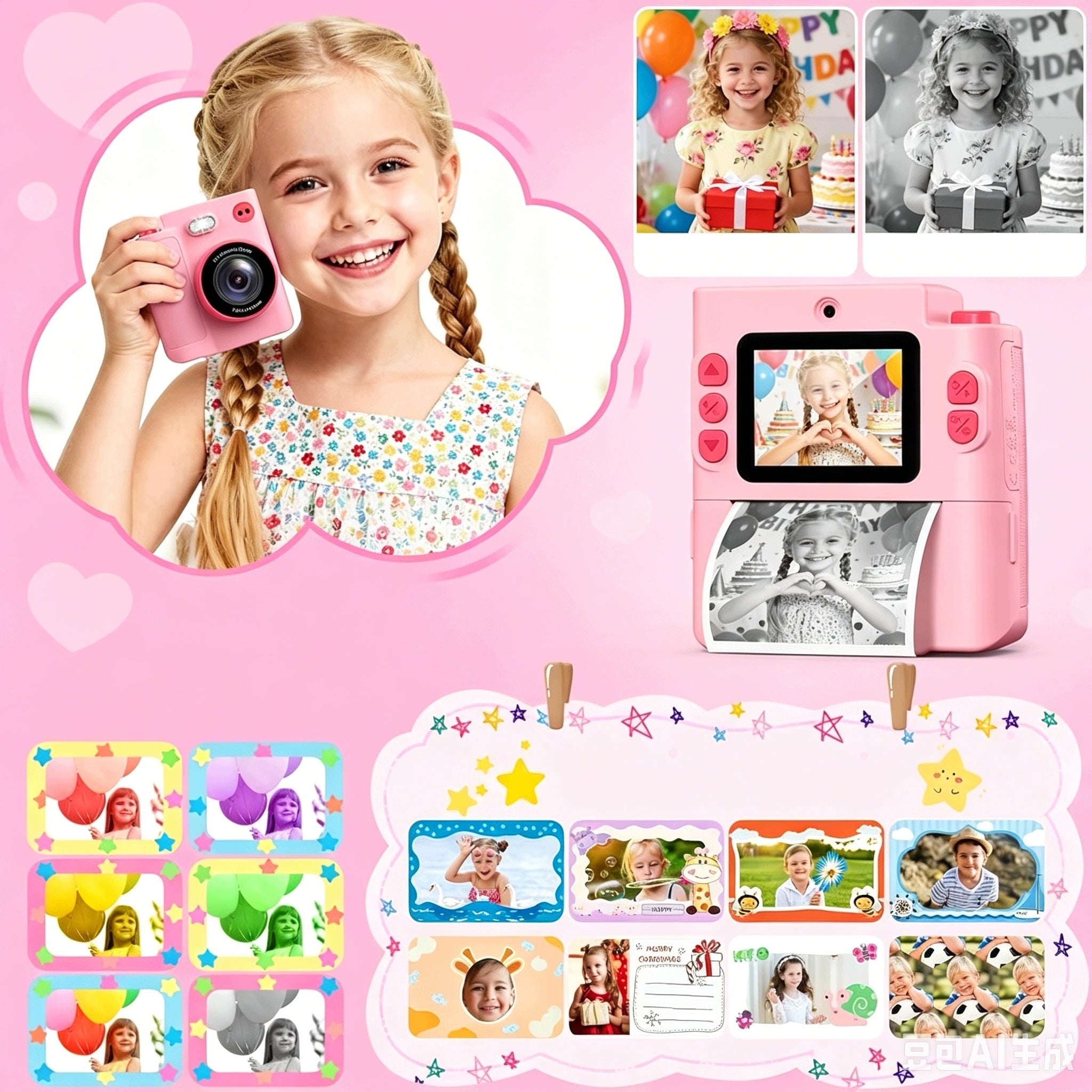 CAMERA FOR YOUNG CHILDREN DIGITAL INSTANT WITH PRINTER Brand Bedee