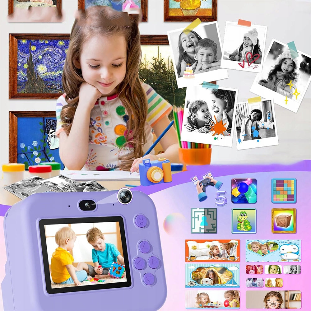 CAMERA INSTANT PHOTO PRINTING 1080P SCREEN 2.4 INCH 32GB CARD PURPLE Packaging status original