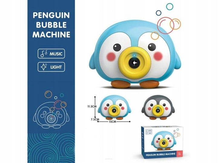 CAMERA PHOTO BUBBLE SOAP BUBBLES AUTOMATIC PENGUIN LIGHT SOUND 12x15 cm